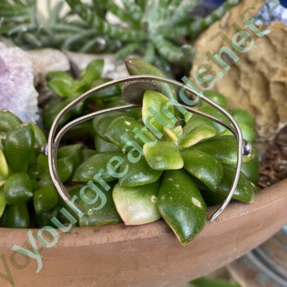 Vintage Navajo Cuff Bracelet with Boulder Turquoise Sterling Silver - Picture 5 of 6